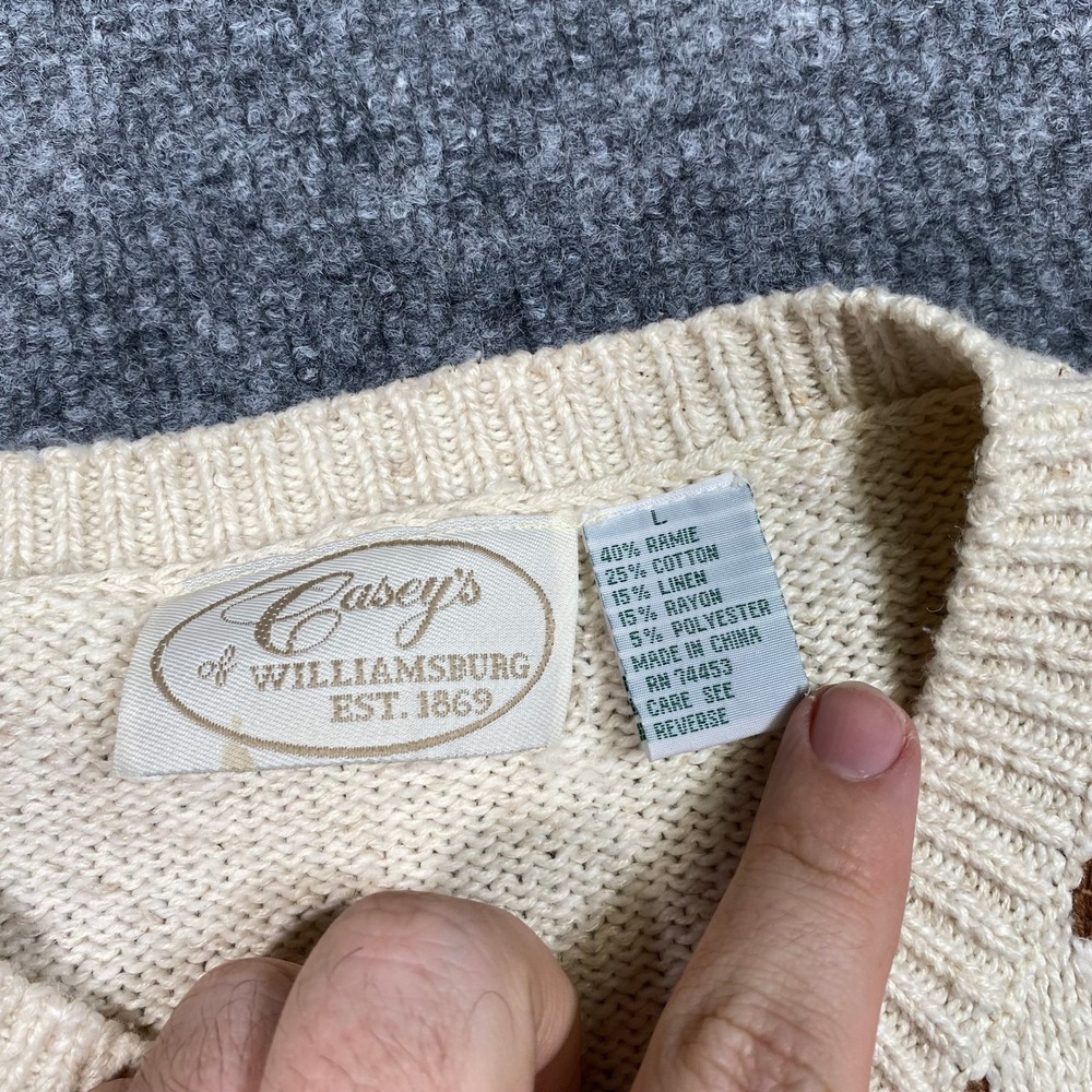 Casey's of Williamsburg Vintage Apple Orchard Knit Cardigan Cream Large L - Picture 6 of 8